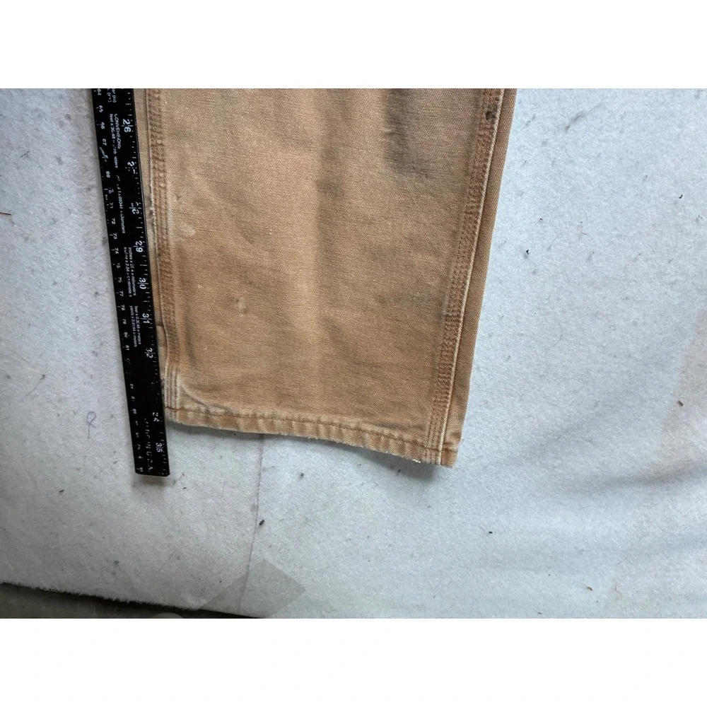 Carhartt B11-BRN Brown Duck Canvas Dungaree Fit Work Pants 32x36 Distressed
